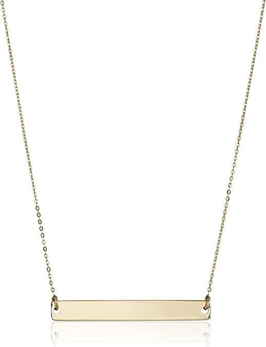 Photo 1 of Amazon Collection 14k Yellow Gold Polished Bar Chain Necklace, 17"
