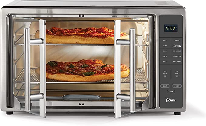 Photo 1 of Oster Air Fryer Oven, 10-in-1 Countertop Toaster Oven, XL Fits 2 16" Pizzas, Stainless Steel French Doors
