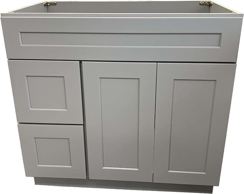 Photo 1 of 36'' Wide x 21'' Deep New Light Grey Shaker Single-Sink Bathroom Vanity Base Cabinet LGS-V3021D (LGS-V3621D)
