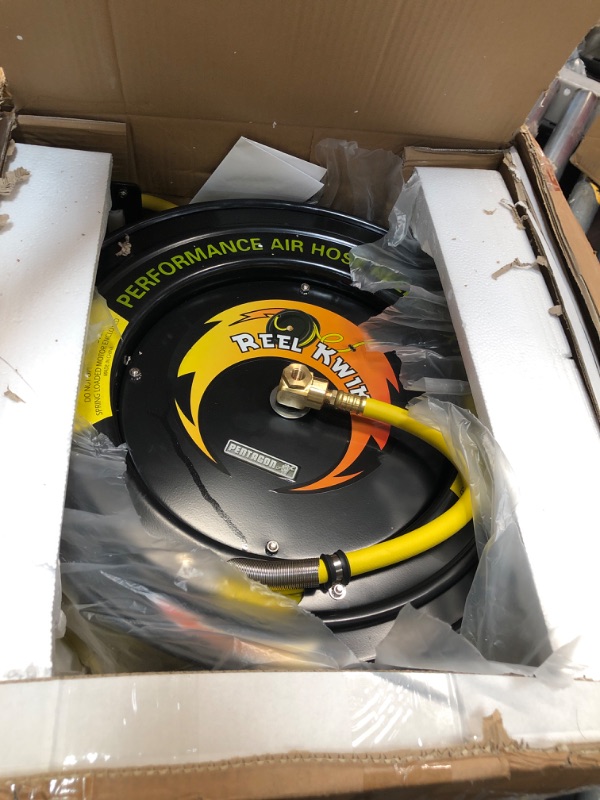 Photo 2 of ***SEE NOTE*** PENTAGON TOOLS - 3260 REEL KWIK 100 AIR REEL 3260 Pentagon Tools 3/8 300PSI Heavy Duty Retractable 100 Foot Air Hose & Reel Professional Grade
