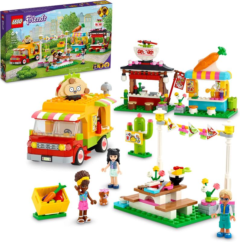 Photo 1 of ***INCOMPLETE!!!!!!! LEGO Friends Street Food Market 41701; New Food-Play Building Kit Promotes Imaginative Play; Includes Emma and Kitten Toy; Birthday Gift for Kids Aged 6+ (592 Pieces)
