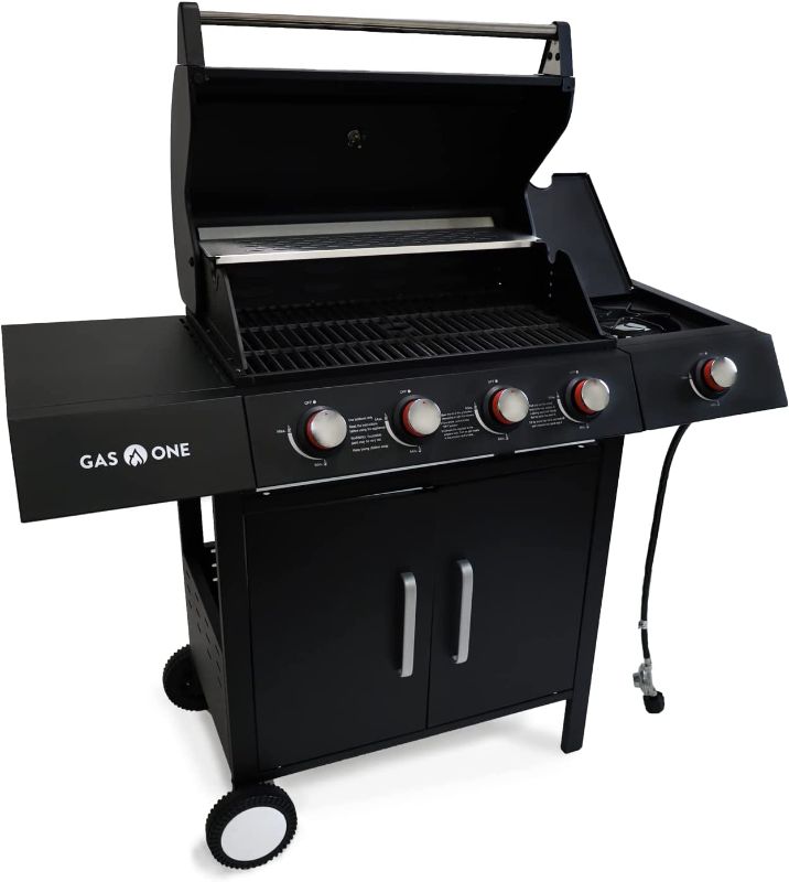 Photo 1 of Gas One 4 Burner Gas Grill – Premium Propane Grill with Side Burner – Outdoor Grill Cabinet Style with Wheels - High-Temperature Paint Coating Gas BBQ Grill – Elegant and Luxurious Design
