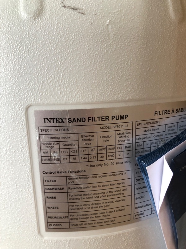 Photo 3 of INTEX 26651EG SX3000 Krystal Clear Sand Filter Pump for Above Ground Pools, 16in, Light gray
