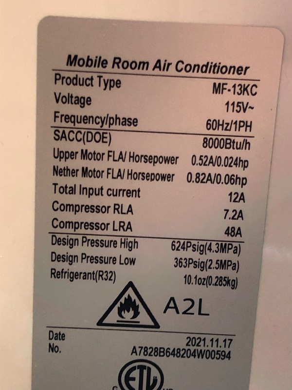 Photo 6 of AuxAC White 8,000 BTU Portable Air Conditioner with Wheels | AC for Rooms up to 200 Sq.Ft. | Dehumidifer | 3-Modes | Window Venting Kit | Auto Restart | Timer MF-08KC, Up to 250 Sq. Ft
