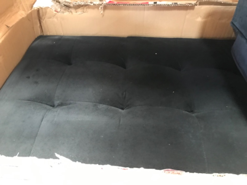 Photo 1 of 76.38 in. Wide Square Arms Velvet Straight Modern Comfortable Sofa 3-Seat Sofa in Black
