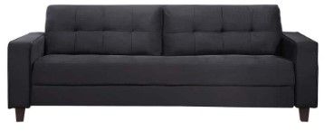 Photo 1 of 76.38 in. Wide Square Arms Velvet Straight Modern Comfortable Sofa 3-Seat Sofa in Black
