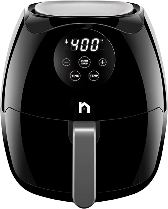 Photo 1 of New House Kitchen Digital 3.5 Liter Air Fryer w/ Flat Basket, Touch Screen AirFryer, Non-Stick Dishwasher-Safe Basket, Use Less Oil For Fast Healthier Food, 60 Min Timer & Auto Shut Off, Black
