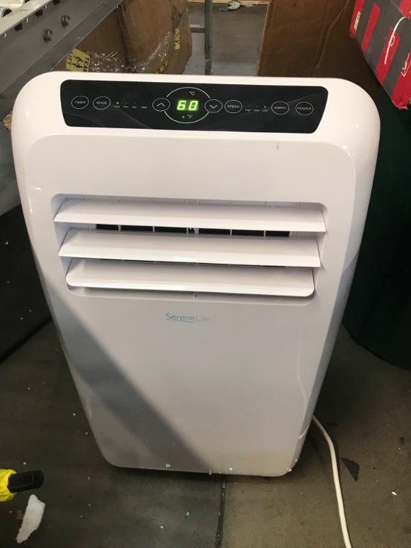 Photo 6 of INCOMPLETE SereneLife SLACHT128 Portable Air Conditioner Compact Home AC Cooling Unit with Built-in Dehumidifier & Fan Modes, Quiet Operation, Includes Window Mount Kit, 12,000 BTU + HEAT, White
**MISSING REMOTE**
