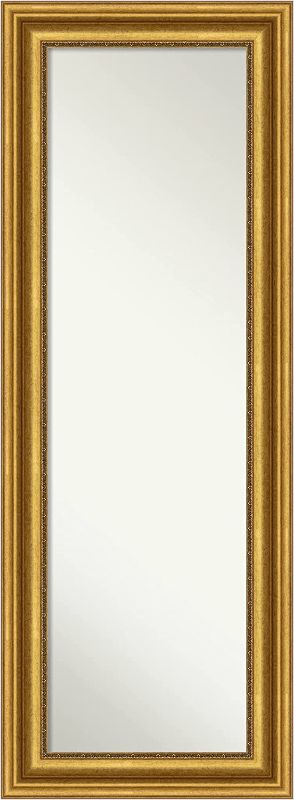 Photo 1 of Amanti Art Non-Beveled Door Mirror (53.75 x 19.75 in.), Parlor Gold Frame - Full Length Mirror, Wall Mirror - Gold
