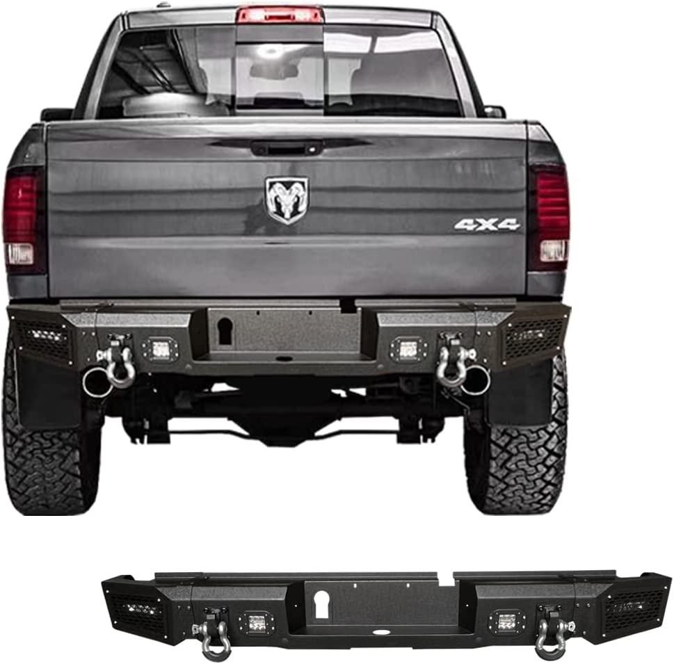 Photo 1 of ***INCOMPLETE MISSING ONE CORNER PIECE ***Black Texture Rear Bumper with LED Lights Fits 2009-2018 Ram 1500
