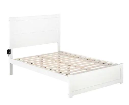 Photo 1 of ***PARTS ONLY*** NoHo 53-1/2 in. W White QUEEN Size Solid Wood Frame with Footboard and Attachable USB Device Charger Platform Bed
