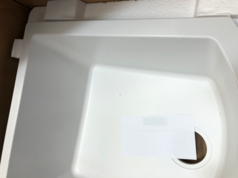 Photo 2 of Elkay Quartz Classic ELGULBO3322WH0 White Offset 60/40 Double Bowl Undermount Sink with Aqua Divide
