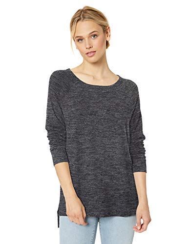 Photo 1 of 
Daily Ritual Women's Cozy Knit Relaxed-Fit Long-Sleeve Open Crewneck Shirt, Black Heather, X-Small
