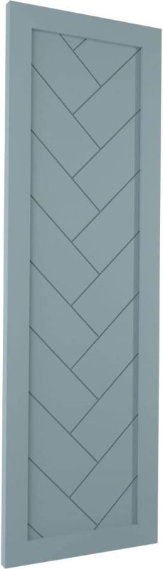 Photo 1 of 2pcks of Ekena Millwork TFP001HB12X041HB True Fit PVC Single Panel Herringbone Modern Style Fixed Mount Shutters, (Per Pair-Hardware Not Included), 12"W x 41"H, Sojourn Blue
