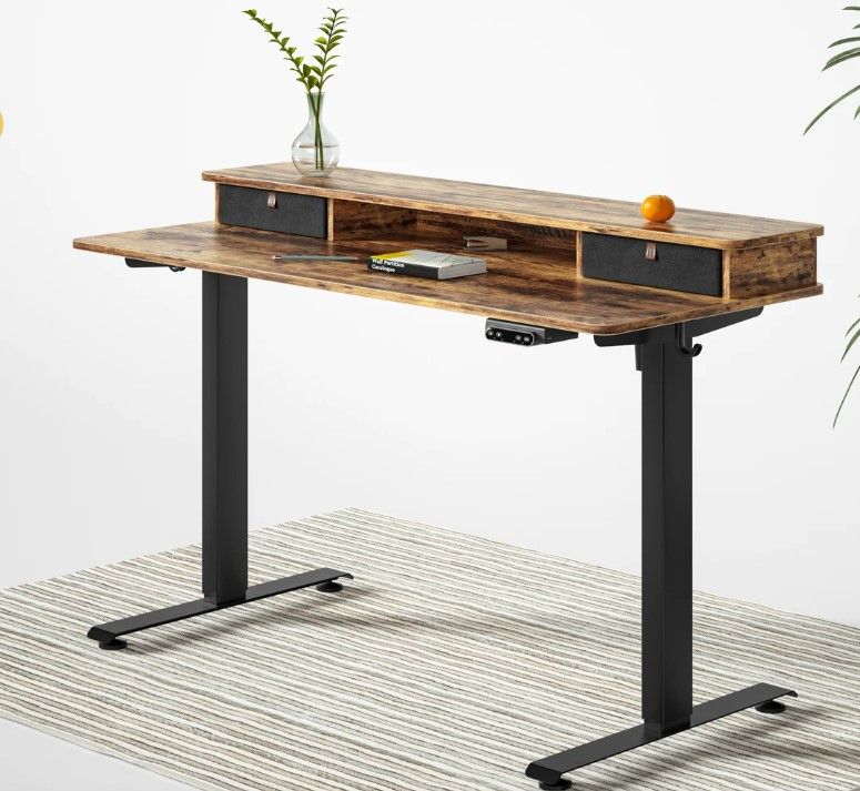 Photo 1 of Brasa Electric Standing Desk with Upper Double Drawer
