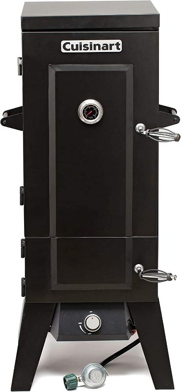 Photo 1 of Cuisinart COS-244 Vertical Propane Smoker with Temperature & Smoke Control, Four Removable Shelves, 36", Black
