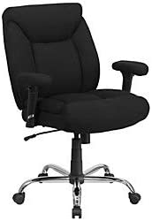 Photo 1 of Flash Furniture HERCULES Series Big & Tall 400 lb. Rated Black Fabric Deep Tufted Swivel Ergonomic Task Office Chair with Adjustable Arms
