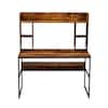 Photo 1 of 47.2 in. Rectangle Tiger Wood Home Office Writing Desk Large Workstation with Storage Shelves
