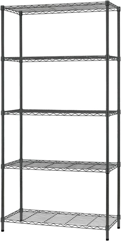 Photo 1 of 36" L×14" W×72" H Wire Shelving Unit Metal Shelf with 5 Tier Adjustable Layer Rack Strong Steel for Restaurant Garage Pantry Kitchen Garage?Black
