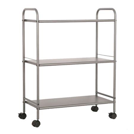 Photo 1 of 3 Shelf Wide Utility Storage Cart Gray
