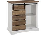 Photo 1 of 32" Rustic Farmhouse TV Stand - Solid White and Rustic Oak
