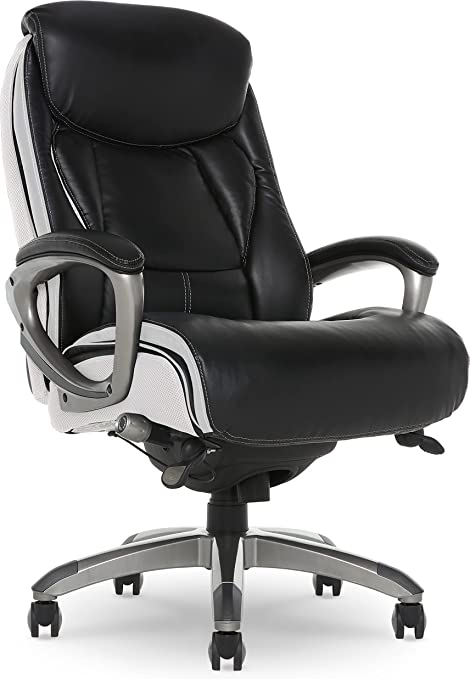 Photo 1 of Serta 44942 Executive Office Chair with Smart Layers Technology | Leather and Mesh Ergonomic with Contoured Lumbar and ComfortCoils | Black & White
