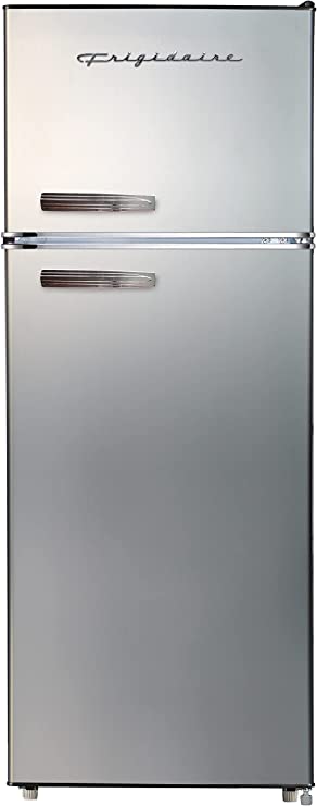 Photo 1 of Frigidaire EFR753-PLATINUM EFR753, 2 Door Apartment Size Refrigerator with Freezer, Retro Chrome Handle, cu ft, Platinum Series, Stainless Steel, 7.5, Silver
