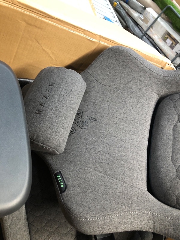 Photo 4 of Razer Iskur Fabric Gaming Chair: Ergonomic Lumbar Support System - Ultra-Soft, Spill-Resistant Fabric Foam Cushions - 4D Armrests - Engineered to Carry - Foam Head Cushion - Dark Gray
