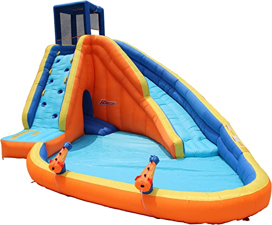 Photo 1 of BANZAI Sidewinder Blast Water Park, Length: 15 ft, Width: 16 ft 10 in, Height: 10 ft 5 in, Inflatable Outdoor Backyard Water Slide Splash Toy
