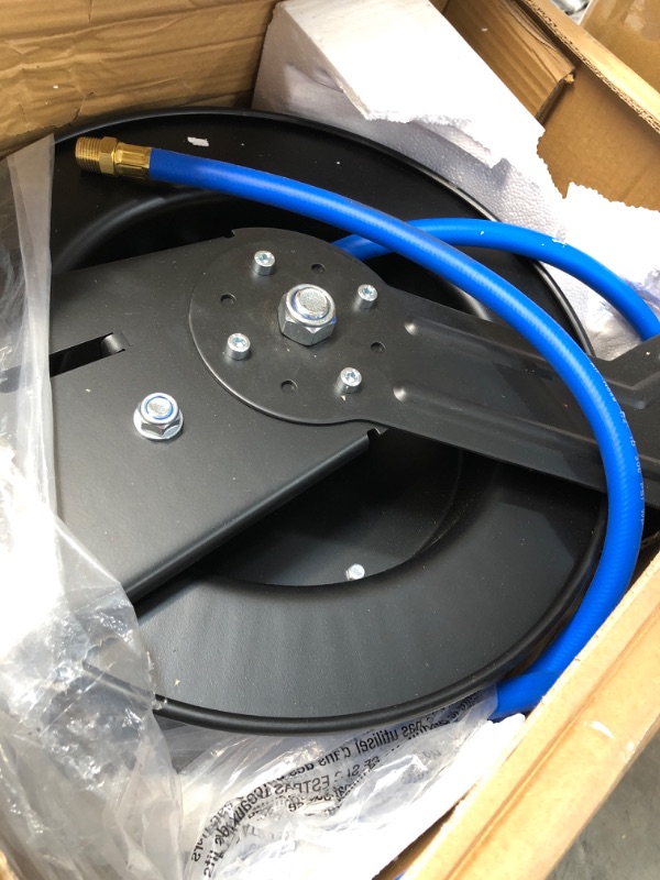 Photo 2 of Retractable Air Hose Reel 1/2 Inch X 50 Ft Wall Mount Auto Rewind Hoseu-Reel Max Pressure 300 PSI Blue
