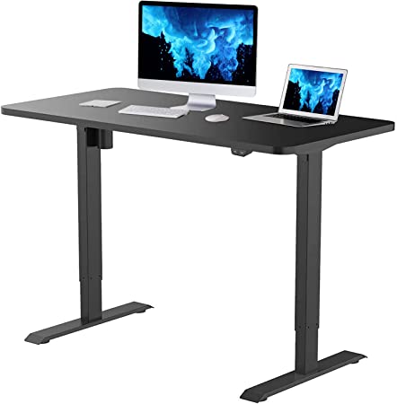 Photo 1 of FLEXISPOT EC1 Essential Standing Desk 48 x 30 Inches Height Adjustable Desk Electric Sit Stand Desk Home Office Desks Whole Piece Desk Board (Black Frame + 48 in Blacktop)
