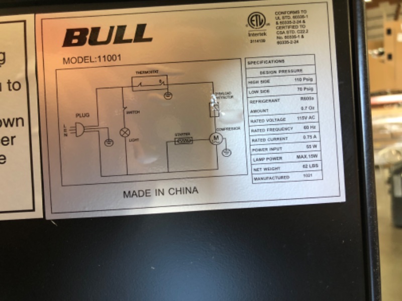 Photo 5 of Bull Outdoor Products 11001 Stainless Steel Front Panel Refrigerator
