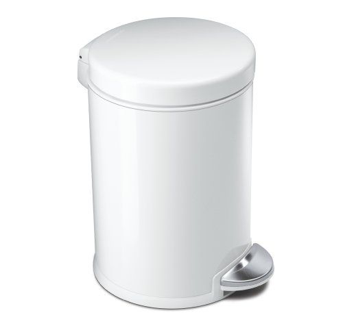 Photo 1 of Simplehuman Round 1-1/5 Gallon Step Wastebasket in White
