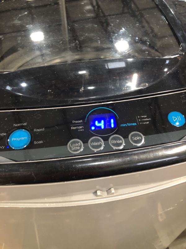 Photo 4 of COMFEE' Portable Washing Machine, 0.9 cu.ft Compact Washer With LED Display, 5 Wash Cycles, 2 Built-in Rollers, Space Saving Full-Automatic Washer, Ideal Laundry for RV, Dorm, Apartment, Magnetic Gray. Missing parts. Damaged lid.
