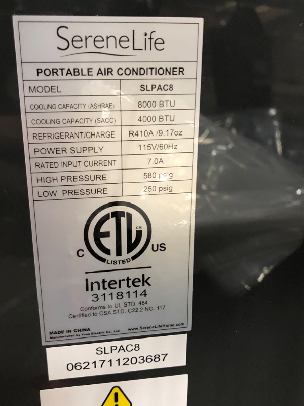 Photo 3 of (DAMAGE)SereneLife SLPAC8 Portable Air Conditioner Compact Home AC Cooling Unit with Built-in Dehumidifier & Fan Modes, Quiet Operation, Includes Window Mount Kit, 8,000 BTU, White
**BROKEN COMPONENT SHOWN IN IMAGES**