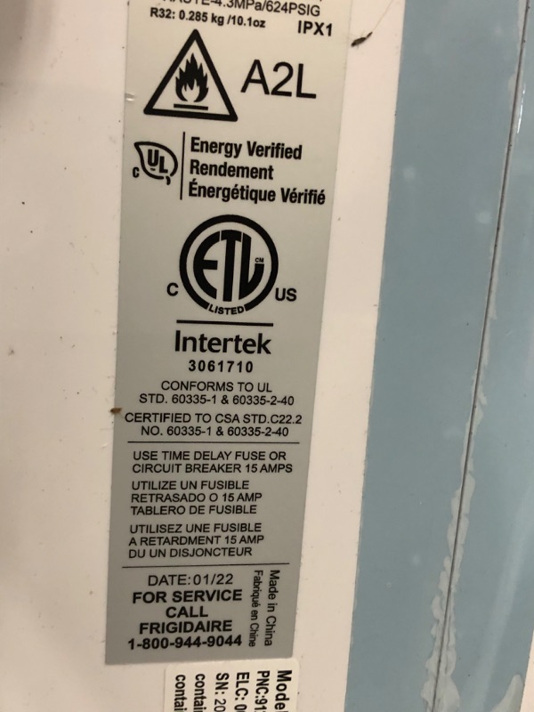 Photo 2 of Frigidaire FHPW122AC1 Portable Room Air Conditioner, 12,000 BTU with Multi-Speed Fan, Dehumidifier Mode, Easy-to-Clean Washable Filter, Built-in Air Ionizer, Wi-Fi Connected, in White
