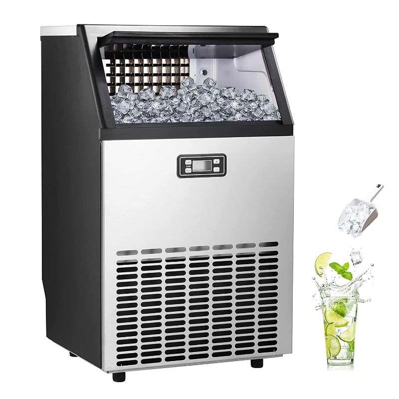Photo 1 of (DAMAGED)Electactic Ice Maker, Commercial Ice Machine,100Lbs/Day, Stainless Steel Ice Machine with 48 Lbs Capacity, Ideal for Restaurant, Bars, Home and Offices, Includes Scoop
**FRONT COMES OFF, STILL FUNCTIONS**