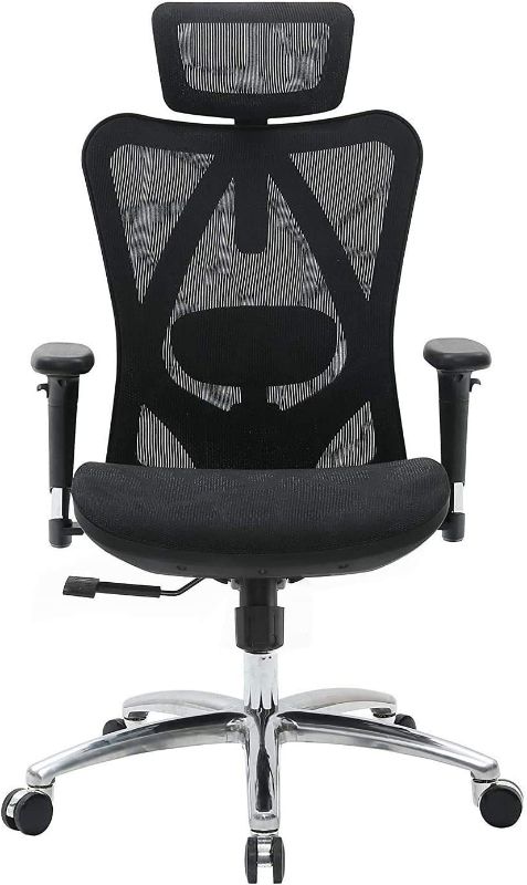 Photo 1 of SIHOO Ergonomic Mesh Office Chair, Computer Desk Chair with 3-Way Armrests, 2-Way Lumbar Support and Adjustable Headrest, High Back Home Office Chair with Tilt Function, Mesh Back and Seat(Black)
