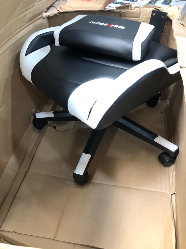 Photo 3 of Shuanghu Lumbar Support & Adjustable Swivel Gaming Chair, Black and White