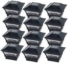 Photo 1 of GreenLighting - Solar Post Lights - Solar Deck Post Top LED Lights - Solar Fence Post Lights - Solar LED Post Cap Light for 4X4 Wood, 6X6 PVC - (#6 Sleek, 12 Pack, Black Aluminum)
