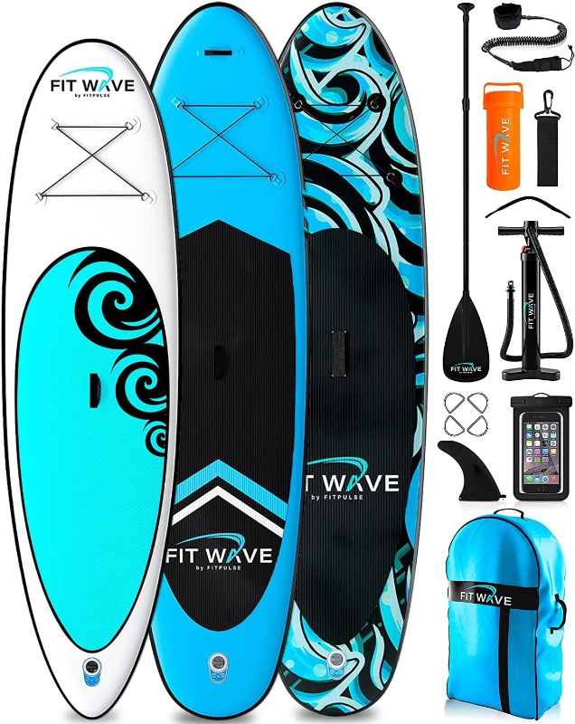 Photo 1 of ***PARTS ONLY*** FITWAVE Paddle Board 9.5ft + Kit - Inflatable Paddle Boards for Adults - Inflatable Stand Up Paddle Board with Pump, Emergency Repair Kit, Bag & More - Anti Air Leaking & Nonslip Deck
