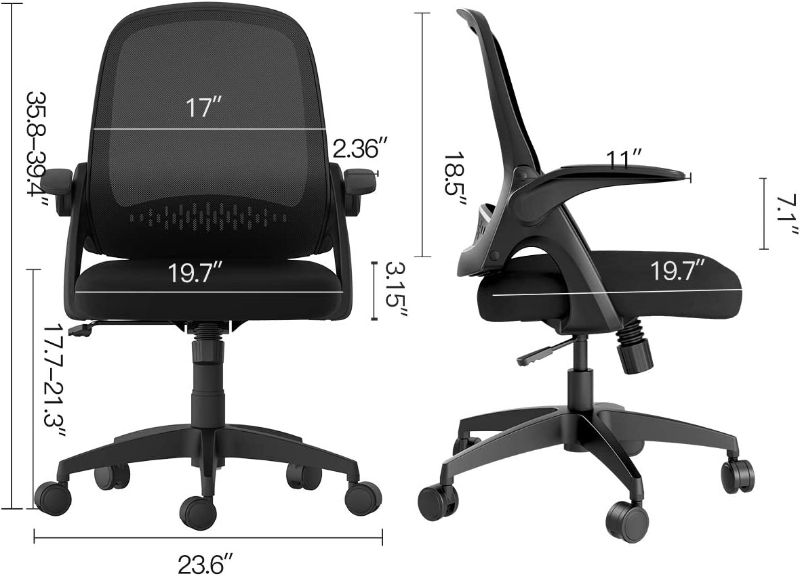 Photo 1 of Hbada Office Task Desk Chair Swivel Home Comfort Chairs with Flip-up Arms and Adjustable Height, Black
