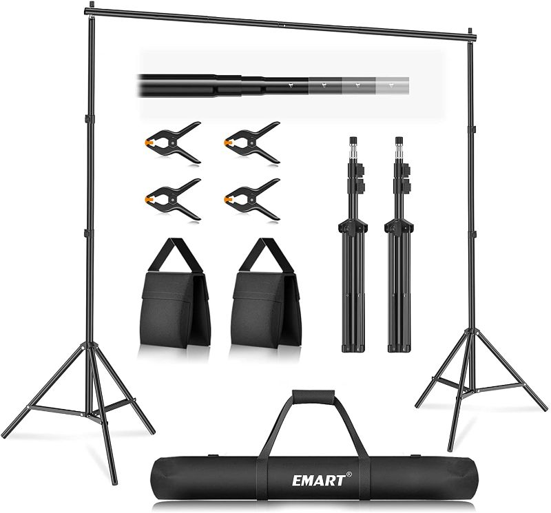 Photo 1 of (Incomplete - Parts Only) EMART Photo Video Studio 10Ft Adjustable Background Stand Backdrop Support System Kit with Carry Bag
