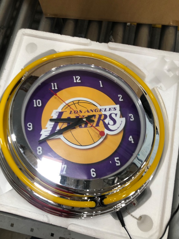 Photo 2 of ***NON FUNTIONAL NEON LIGHT***
Los Angeles Lakers NBA Chrome Double Ring Neon Clock
