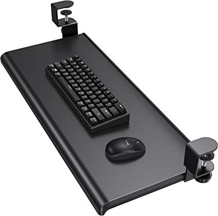 Photo 1 of HUANUO Keyboard Tray 27" Large Size, Keyboard Tray Under Desk with C Clamp, Computer Keyboard Stand Slide Pull Out, No Screw into Desk, for Home or Office
