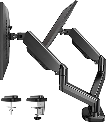 Photo 1 of HUANUO Dual Monitor Stand, Fully Adjustable Monitor Desk Mount Gas Spring LCD Monitor Arm VESA Mount for 13" to 27" Flat Curved Computer Screens, Each Arm Holds Up to 17.6lbs
