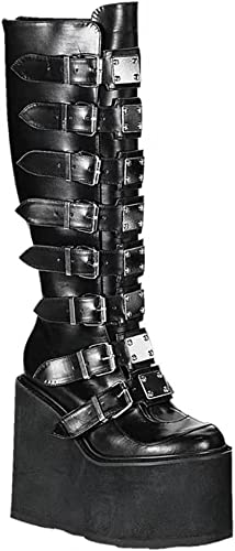 Photo 1 of DAMAGED ITEM
DETOGNI Women's punk goth platform boots Buckle Straps Back Zipper gothic boots Ladies Rivets Metal Decoration Long Boots knee high Tall Boots Combat Boots
SIZE: 6