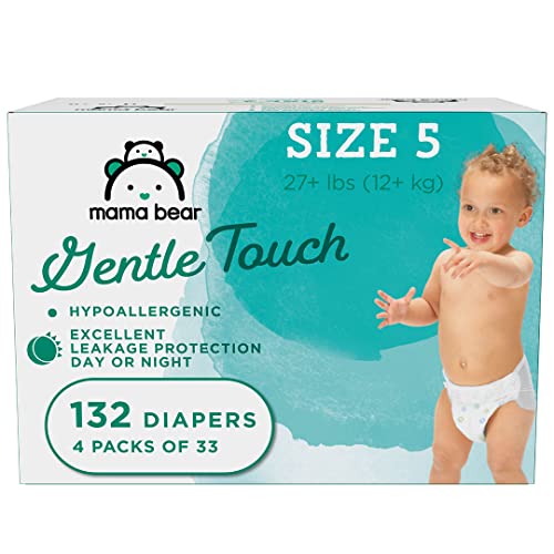 Photo 1 of Amazon Brand - Mama Bear Gentle Touch Diapers, Hypoallergenic, Size 5, 132 Count (4 Packs of 33)
