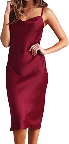 Photo 1 of BURGUNDY SIZE X LARGE WOMENS SPAGHETTI STRAP DRESS WIRH SCRUNCH PULL ON SIDE