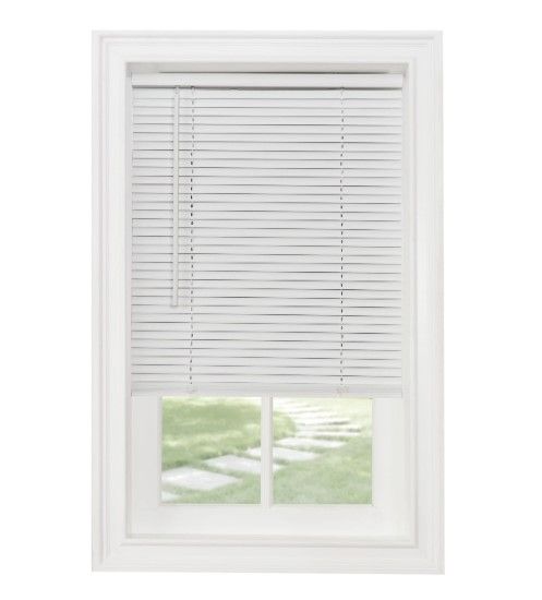 Photo 1 of Achim GII Morningstar Indoor Cordless White Vinyl Light Filtering Window Mini Blind, 64" L x 46" W
